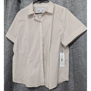 Liz Claiborne Short Sleeve Button Down‎ Women's Plus 2XL Striped NWT